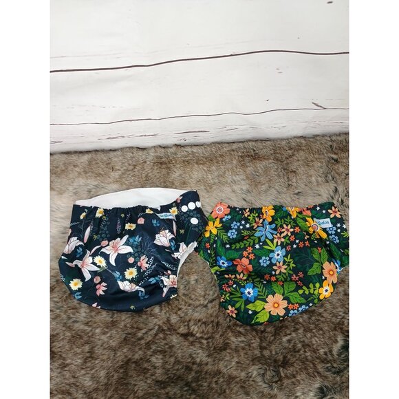 Leekalos Hawaiian Floral Print Reusable Cloth Diaper Covers Set Of 2 With Adjust - Picture 3 of 8